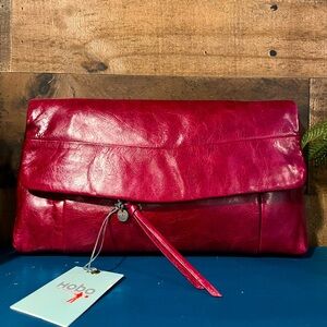 Hobo International Arlene Clutch Leather Merlot Red